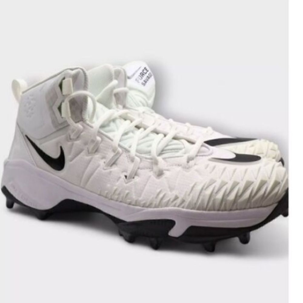 Nike Mens Size 15 Force Savage Rubber Football Cleats Cream White Black Athletic